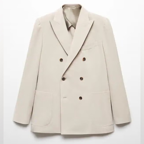 Mango X Boglioli Virgin Wool Double-Breasted Blazer